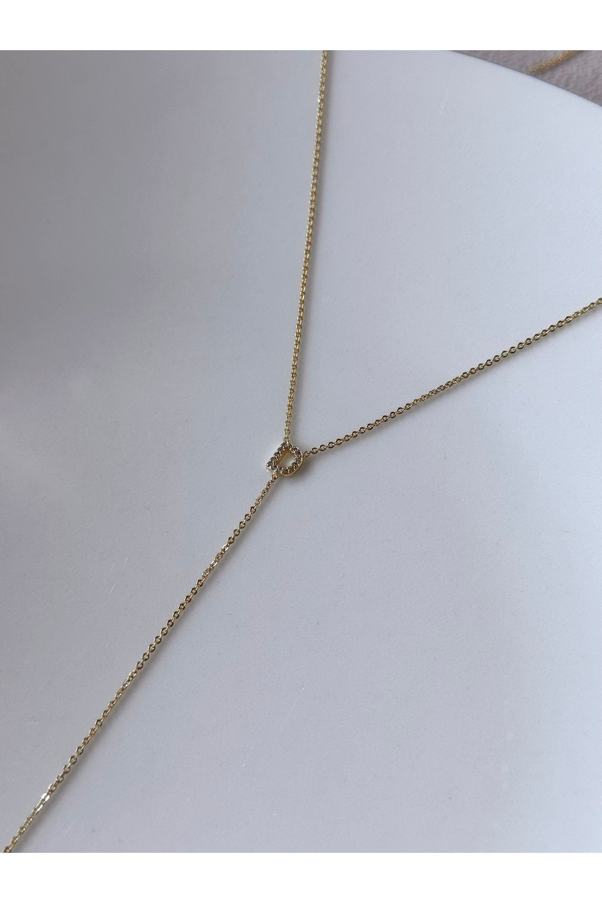 Gold Plated Zircon Stone Letter D Necklace