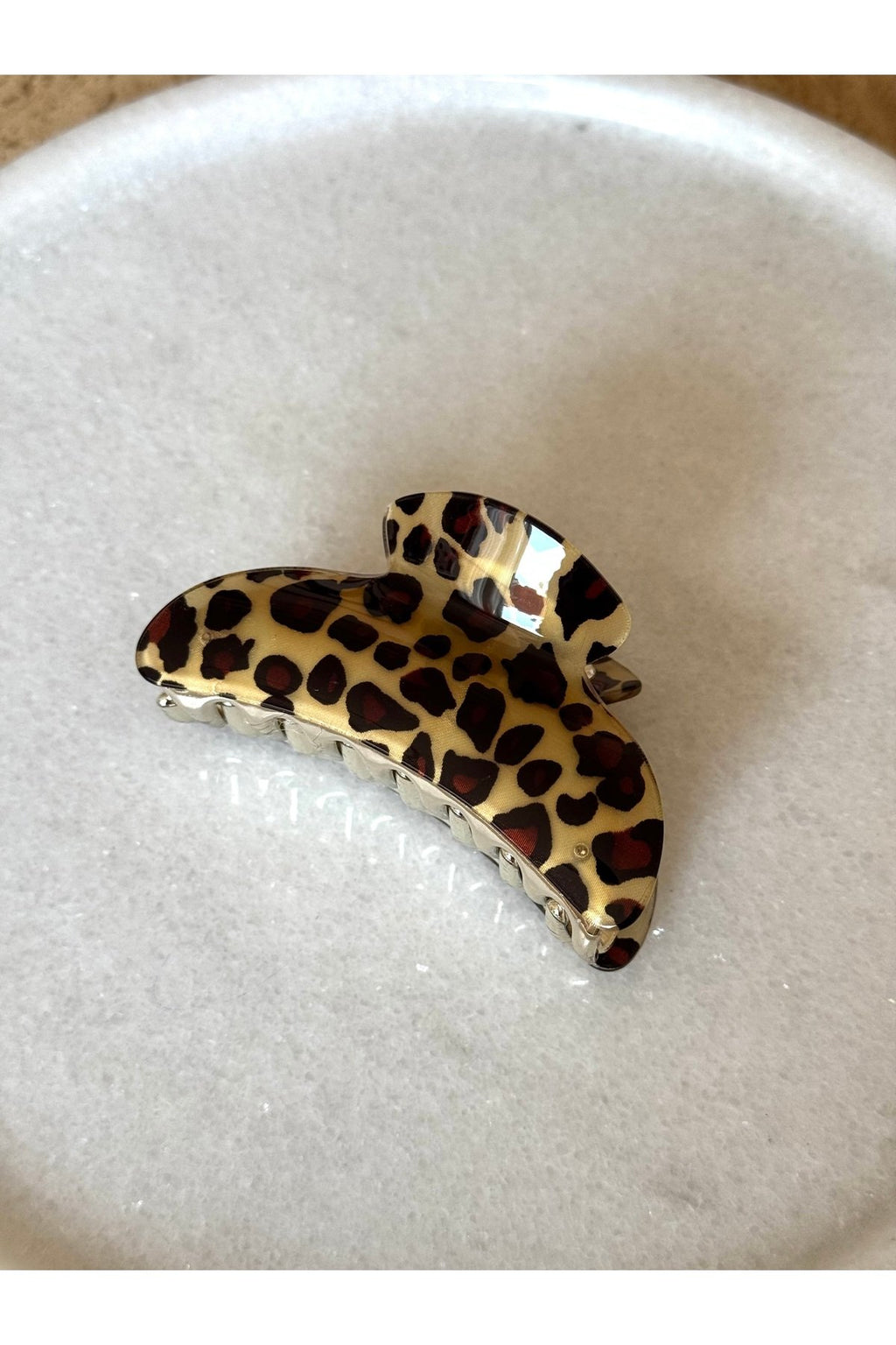 Açık Kahverengi Leopar Desenli Mandal Toka