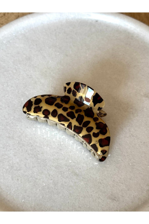 Açık Kahverengi Leopar Desenli Mandal Toka