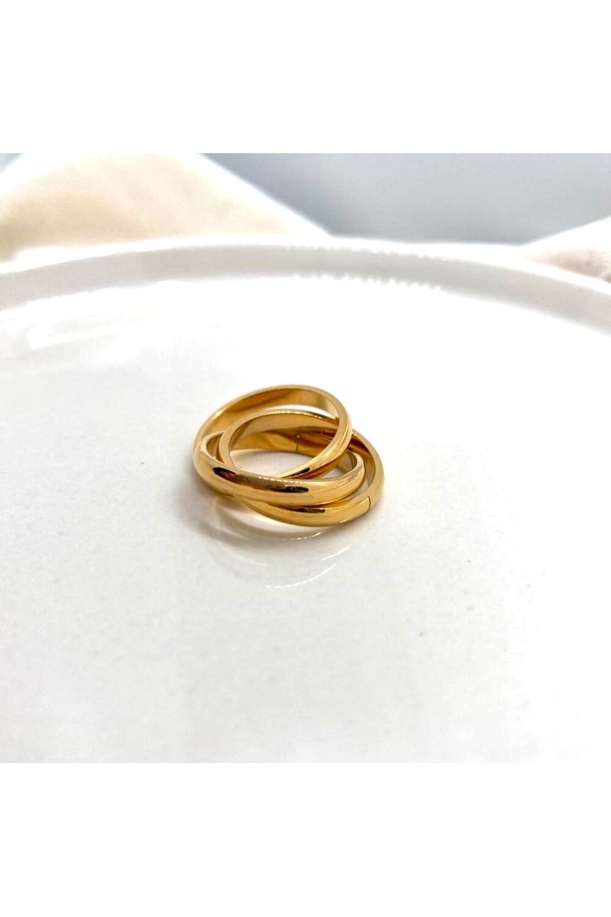 Gold-Tone Stainless Steel Triple Spiral Ring