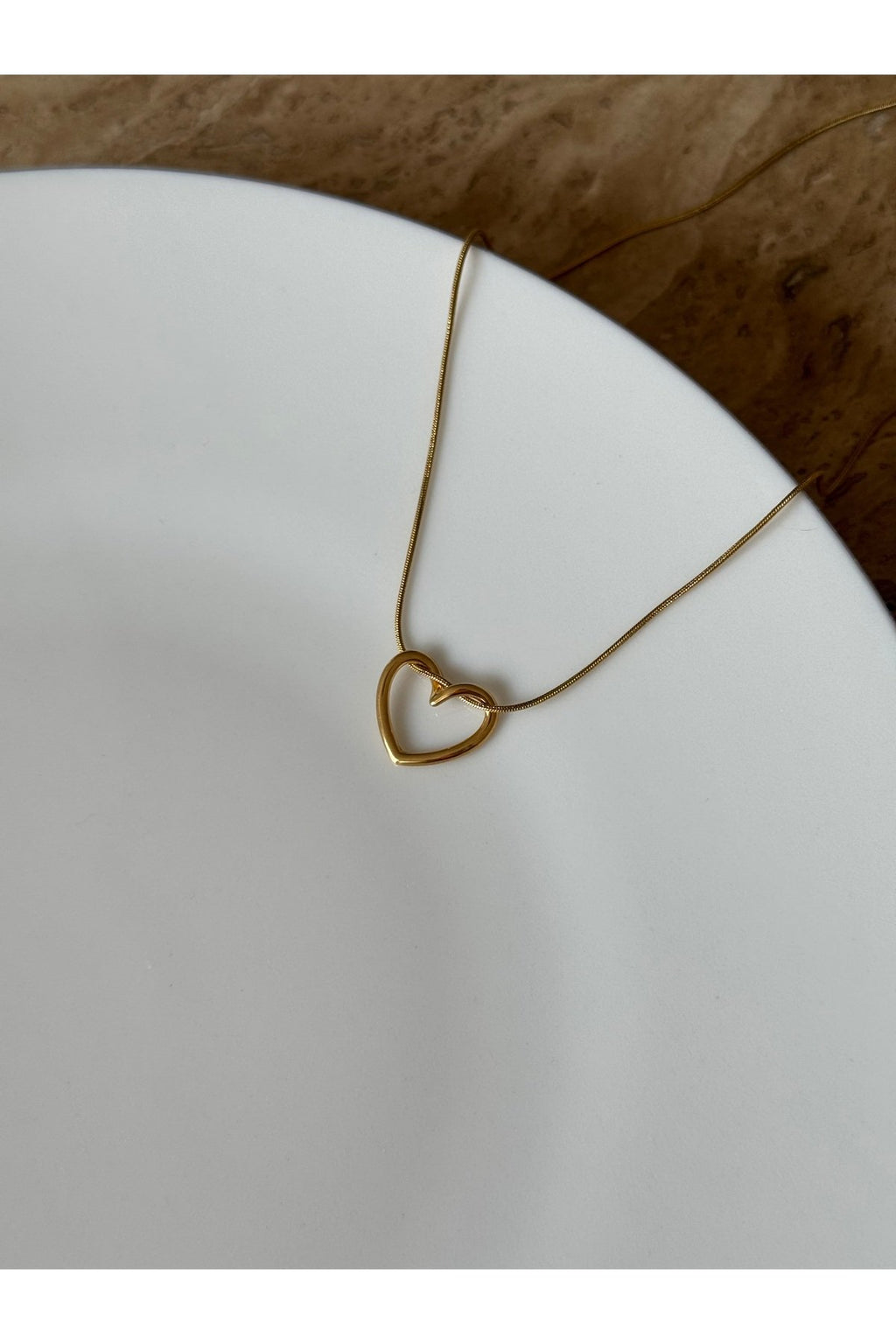 Steel Gold Tone Heart Necklace