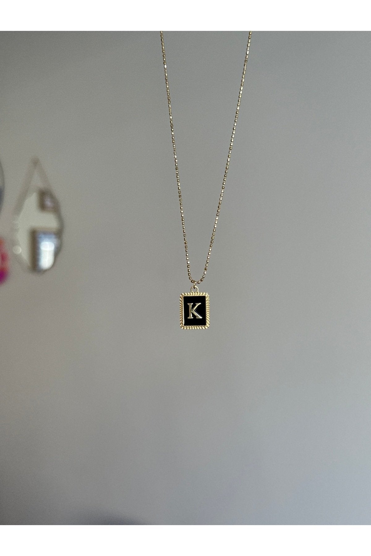 Steel Gold Colored Letter K Necklace
