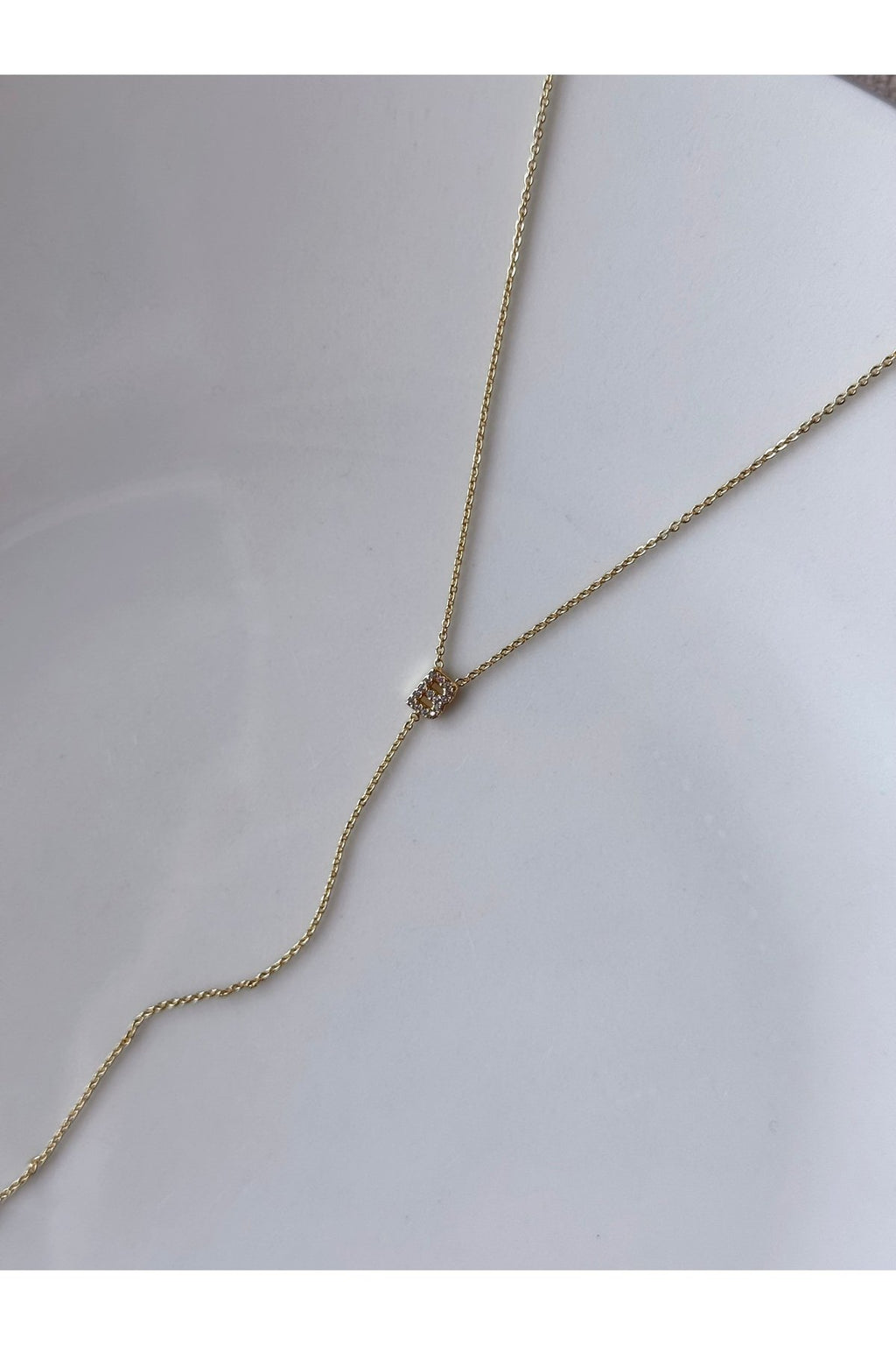 Gold Plated Zircon Stone Letter B Necklace