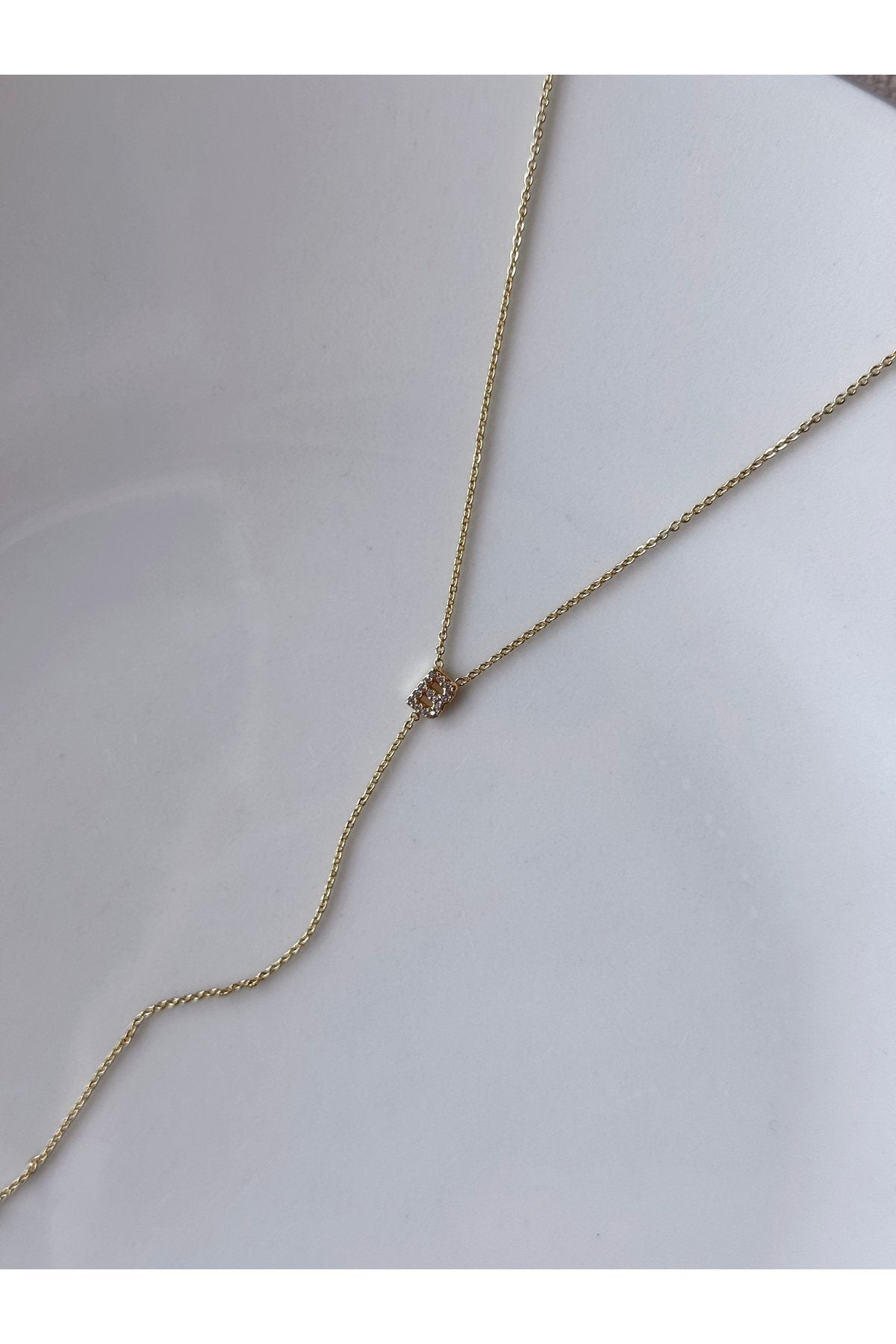 Gold Plated Zircon Stone Letter B Necklace