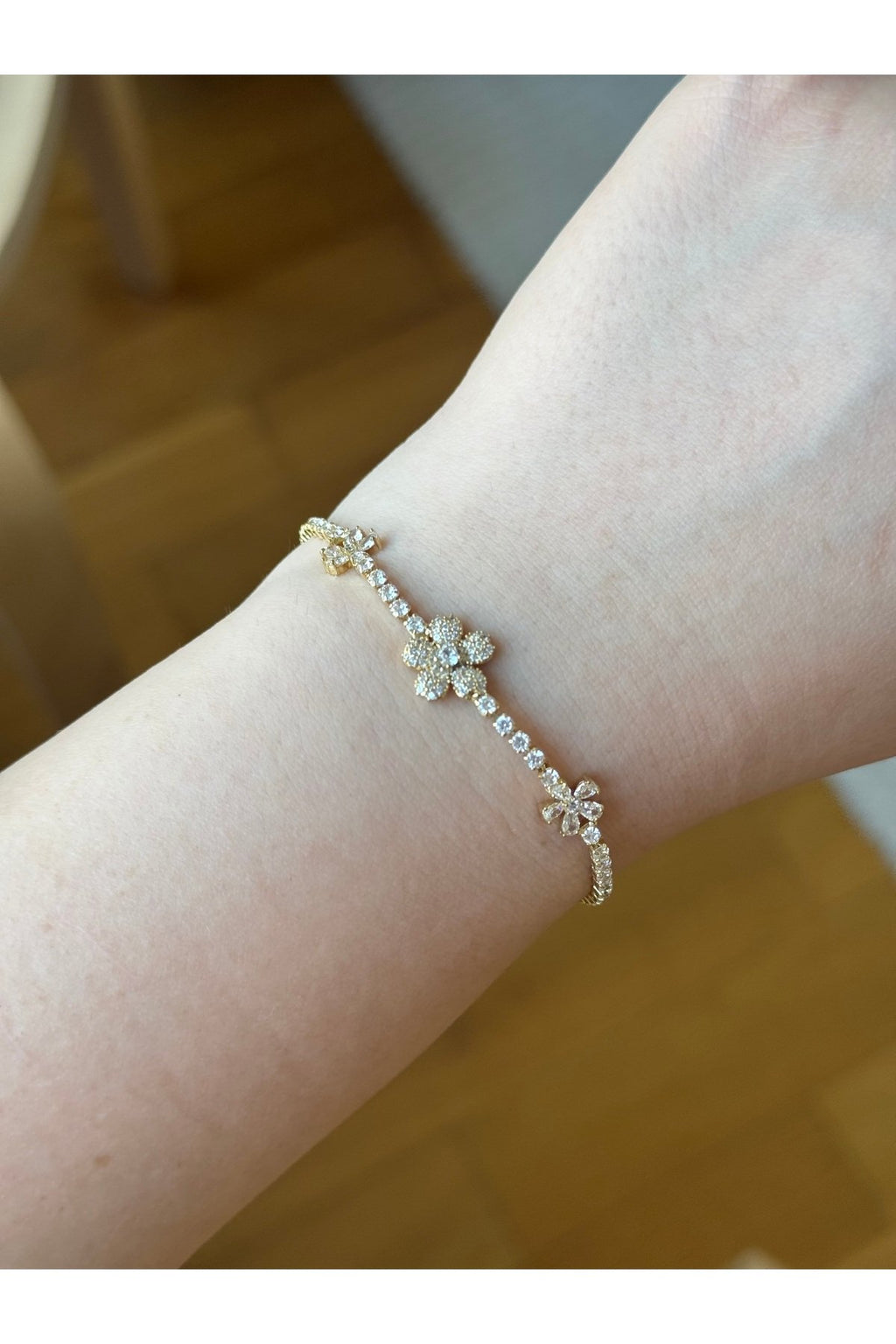 Gold Plated Zircon Stone Flower Bracelet