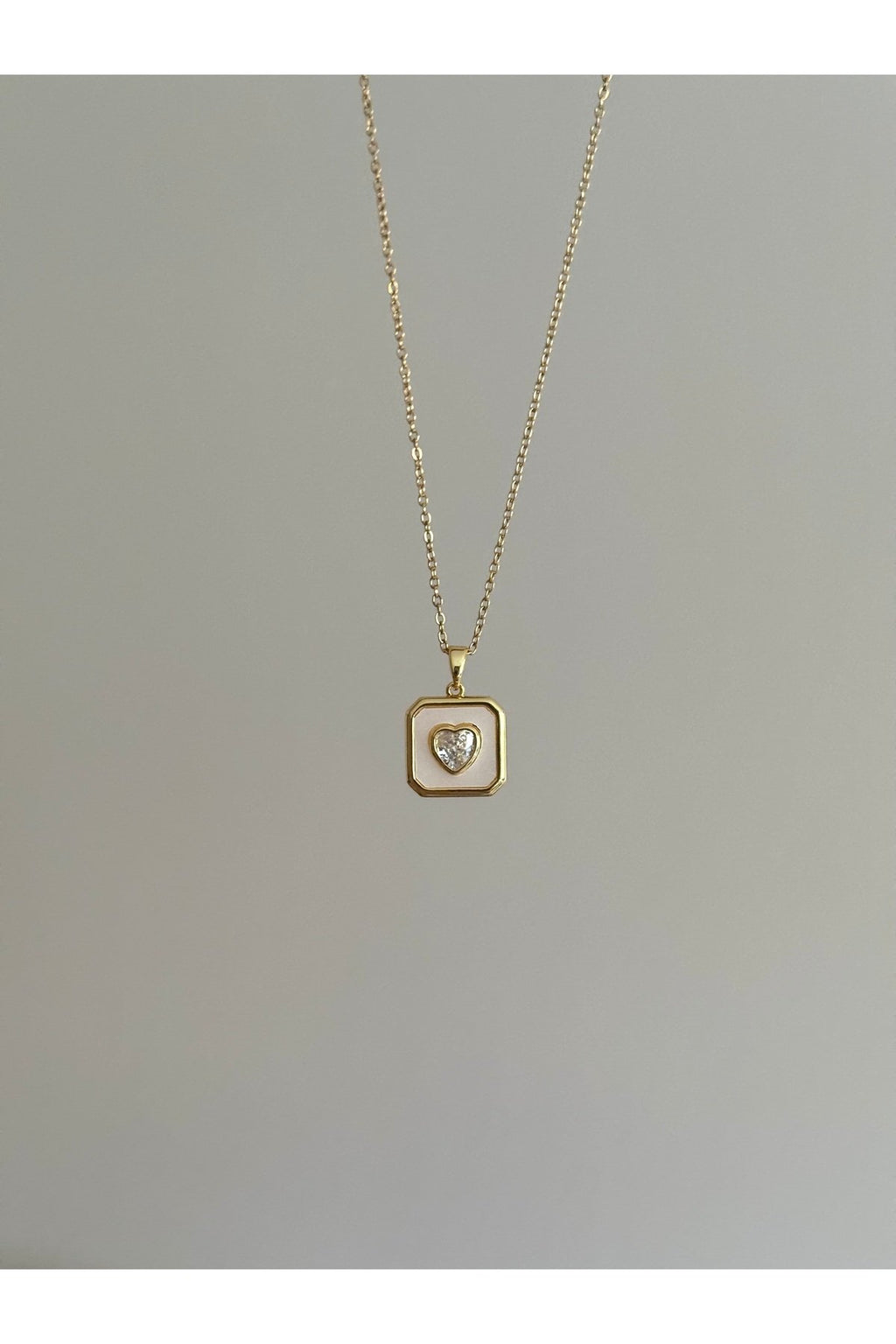 Steel Gold-Tone Heart Necklace with Stones