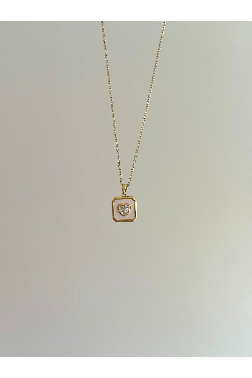 Steel Gold-Tone Heart Necklace with Stones