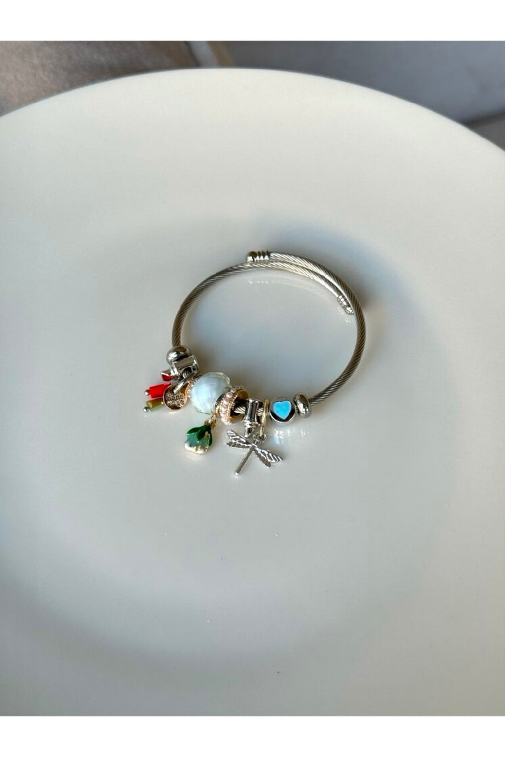 Gümüş Kaplama Mavi Charm Bileklik