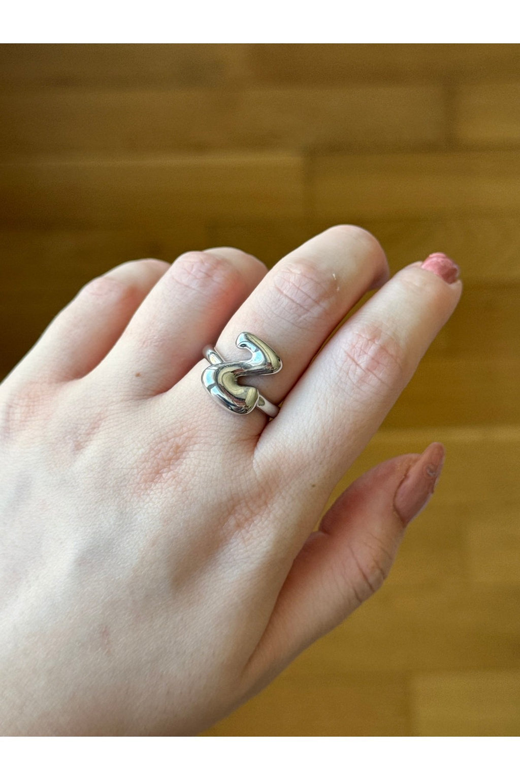 Silver Plated Adjustable Letter Z Ring