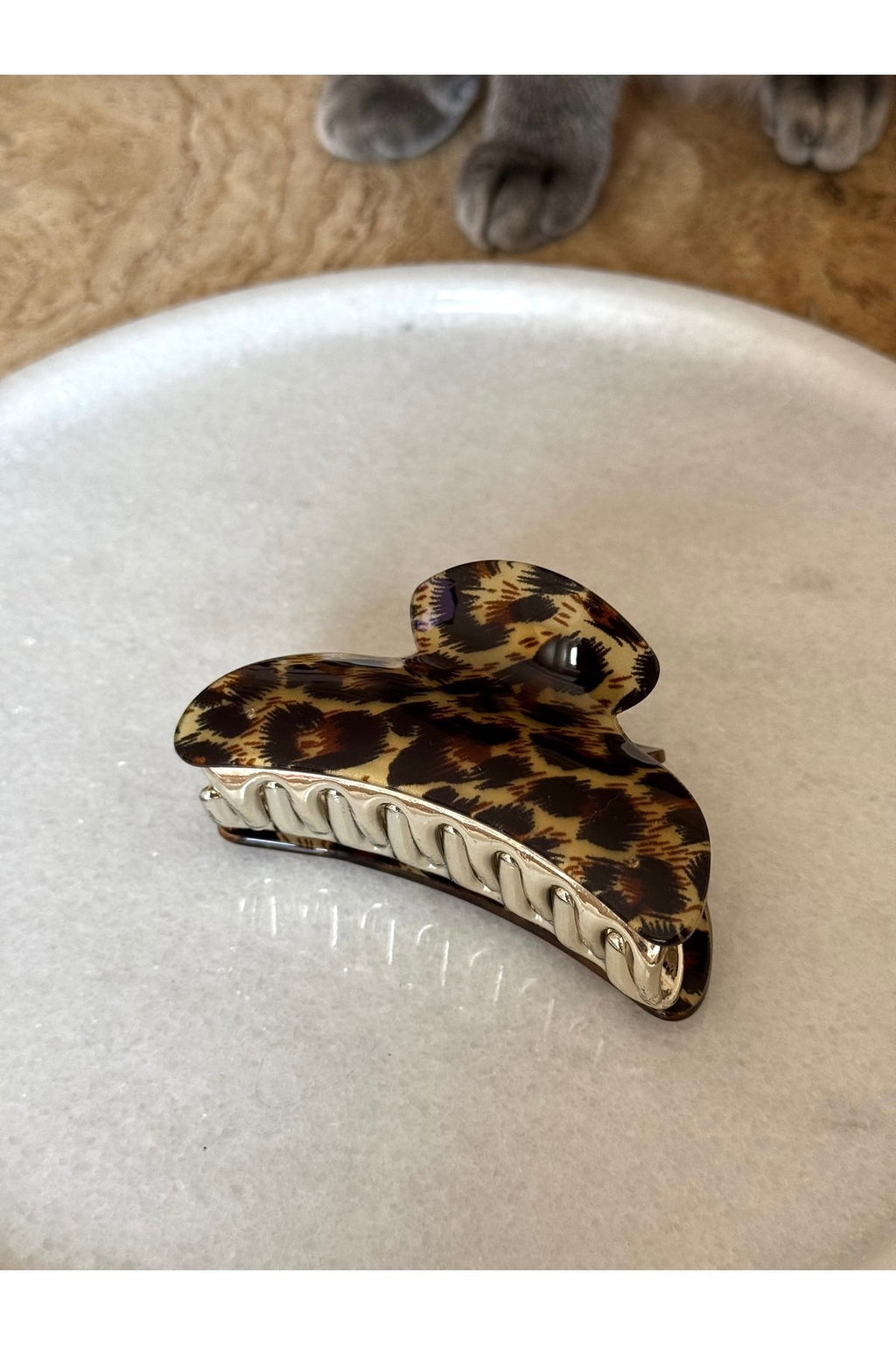 Kahverengi Leopar Desenli Mandal Toka