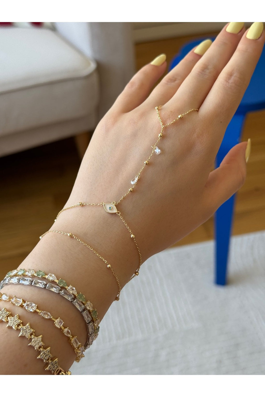 Gold Tone Evil Eye Nazar Bracelet