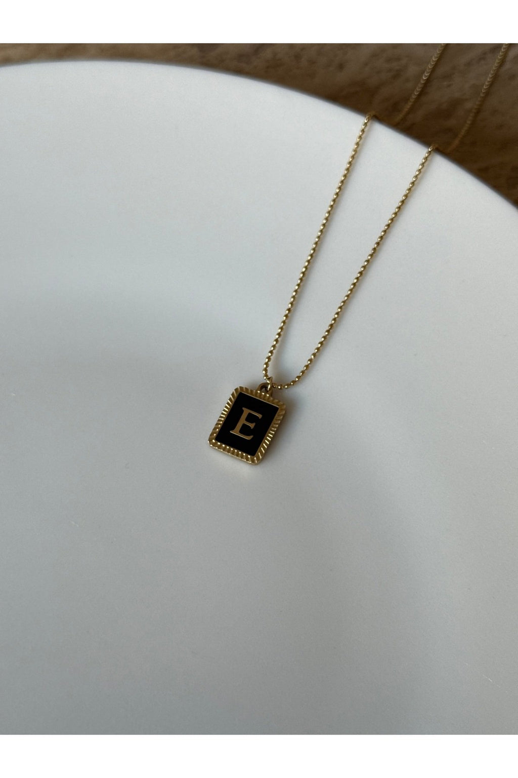 Gold-Colored Steel Letter E Necklace