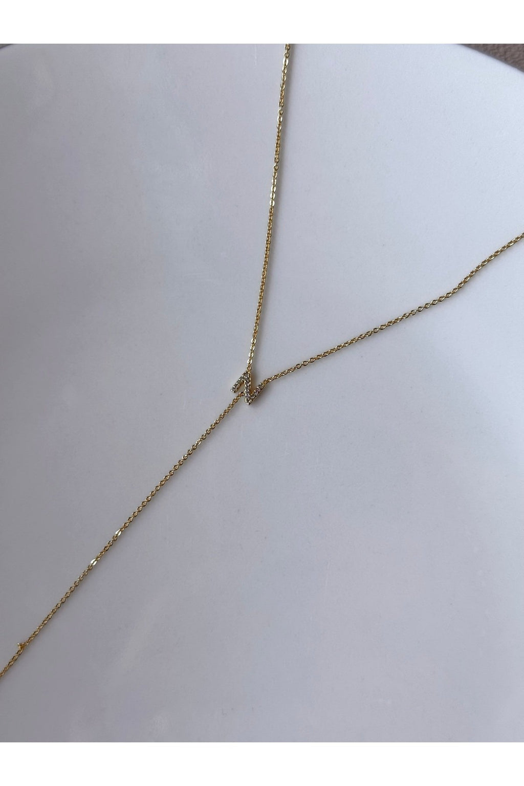 Gold Plated Zircon Stone Letter N Necklace