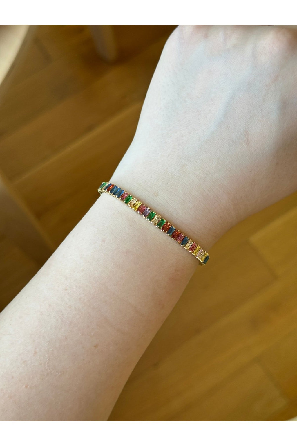 Gold Plated Colored Tennis Bracelet