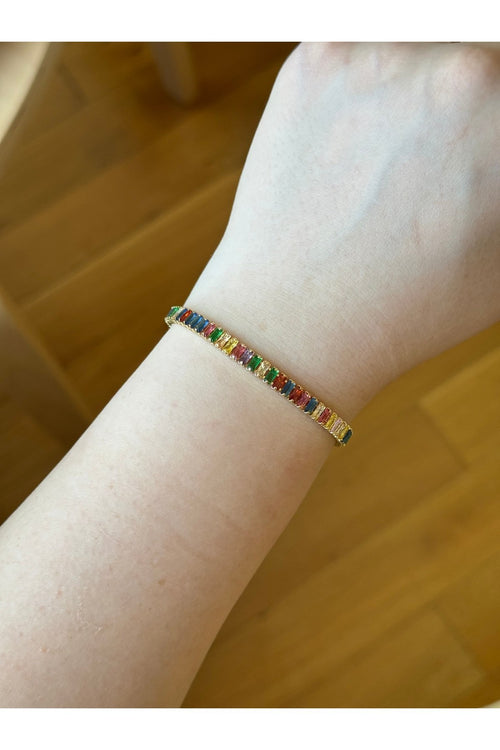Gold Plated Colored Tennis Bracelet