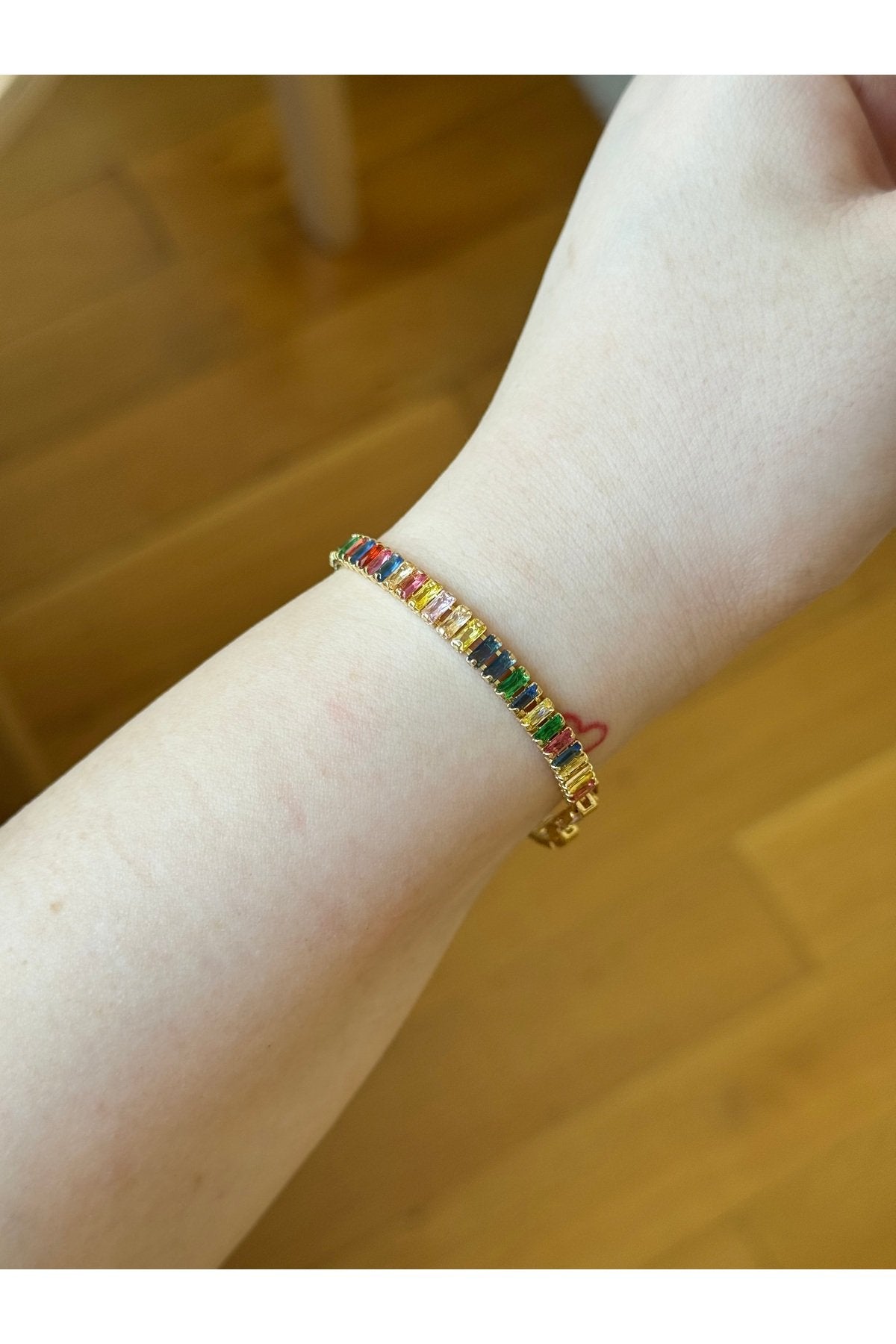 Gold Plated Colored Tennis Bracelet