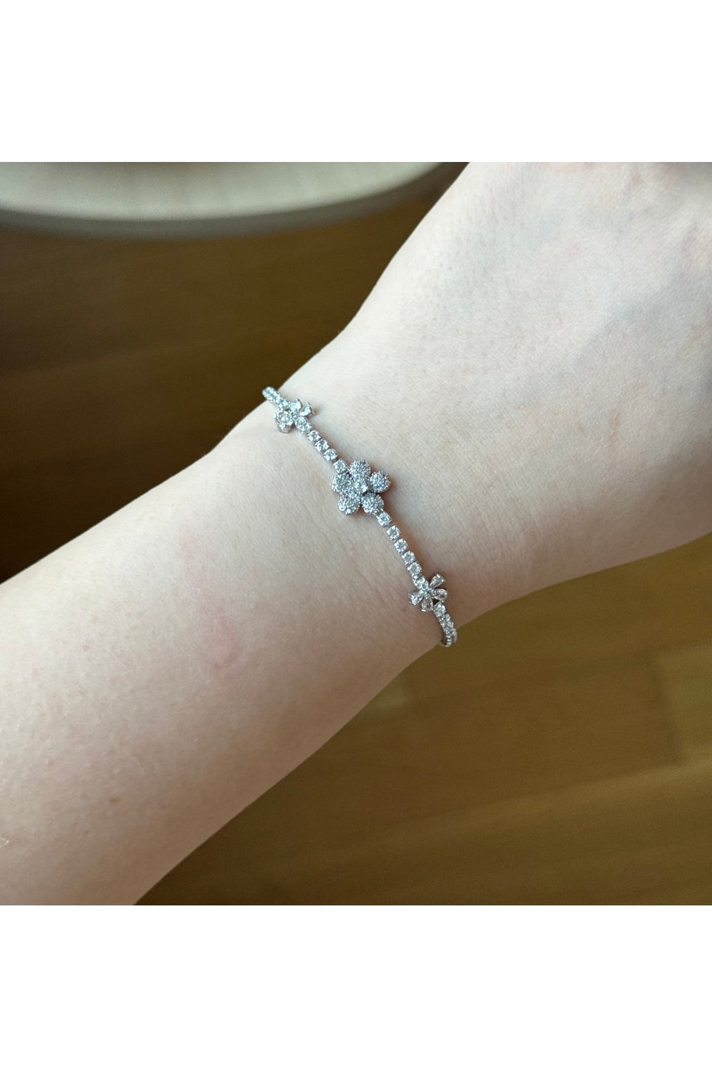 Silver Plated Zircon Stone Flower Bracelet