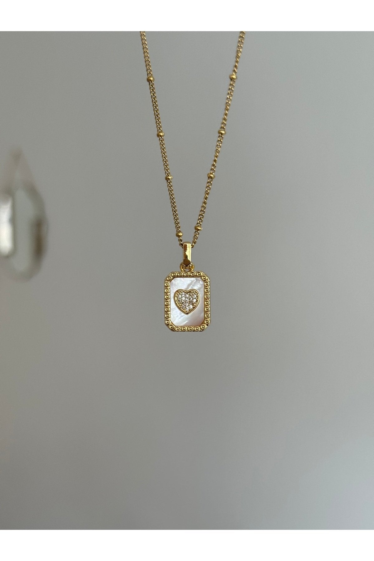 Steel Gold Tone Heart Necklace