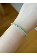 Gold Plated Green Stone Tennis Bracelet