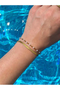 Steel Two-Row Pearl Gold-Tone Bracelet