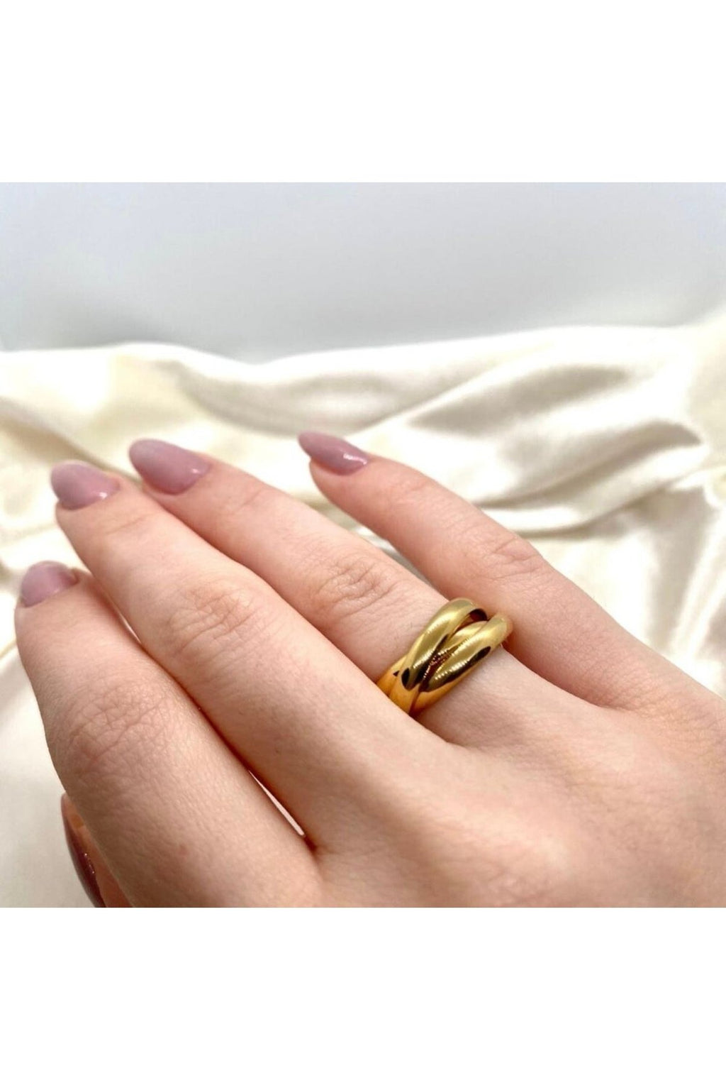Gold-Tone Stainless Steel Triple Spiral Ring