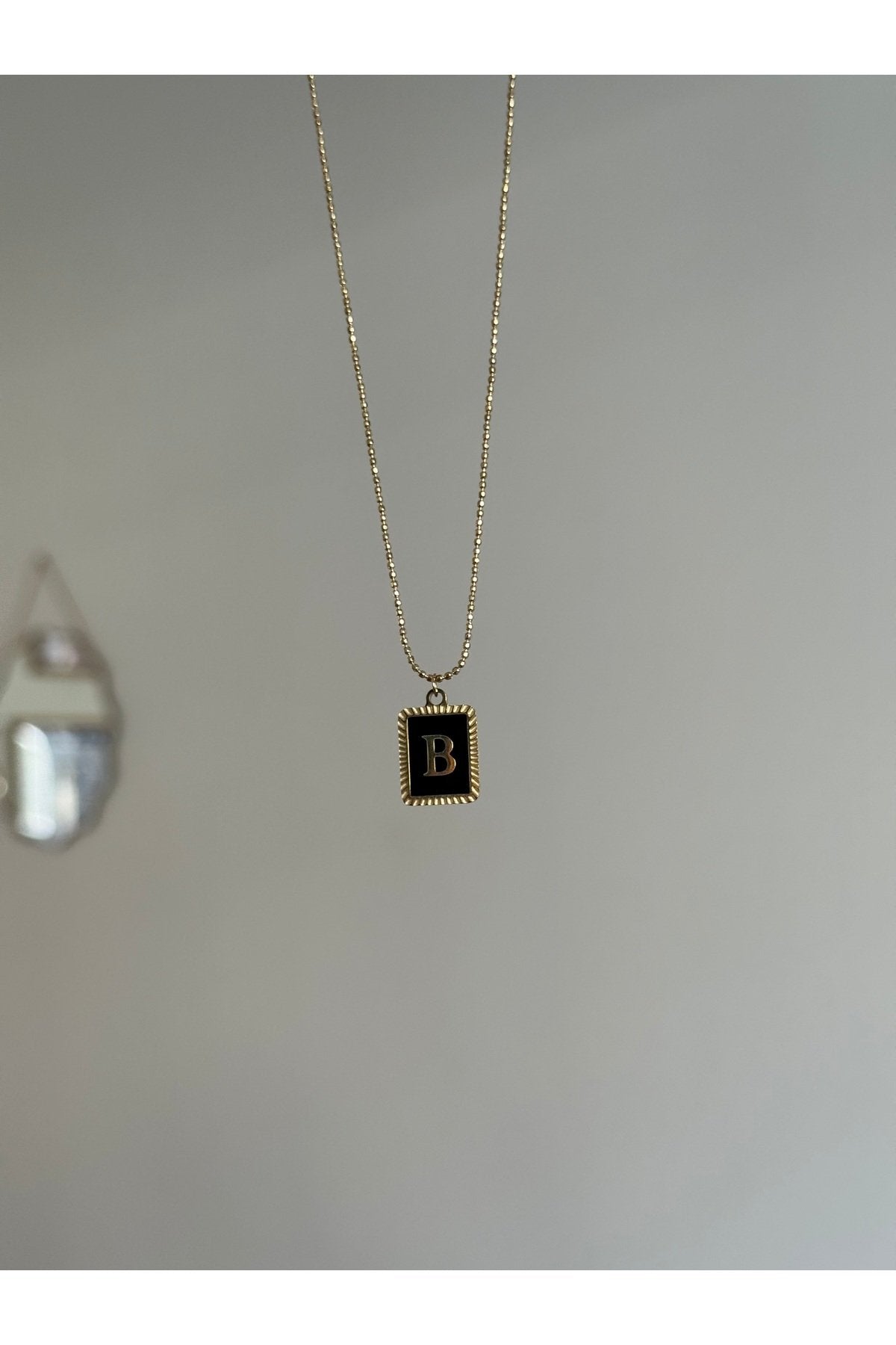 Steel Gold-Tone Letter B Necklace