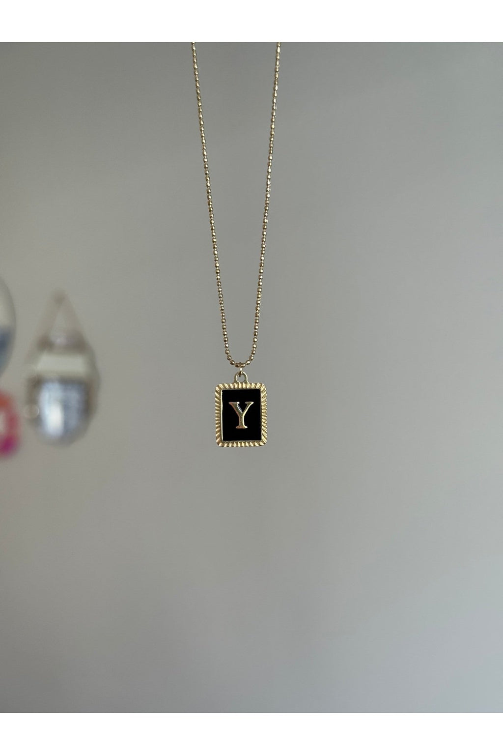 Steel Gold Tone Letter Y Necklace