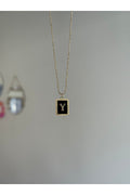 Steel Gold Tone Letter Y Necklace