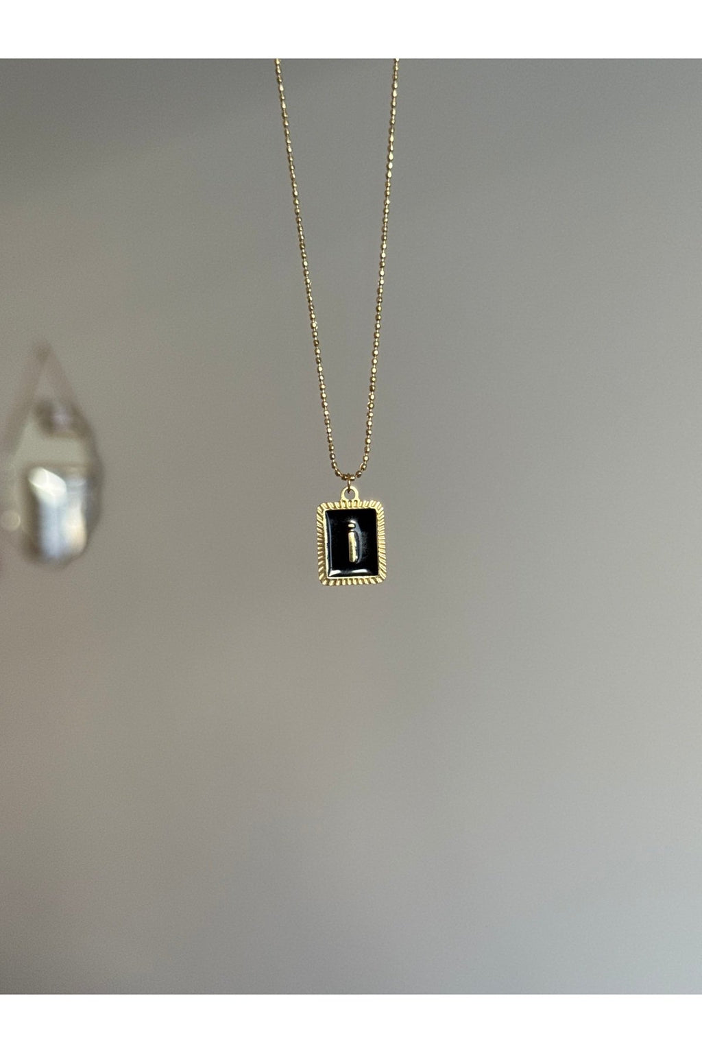 Steel Gold Tone Letter I Necklace