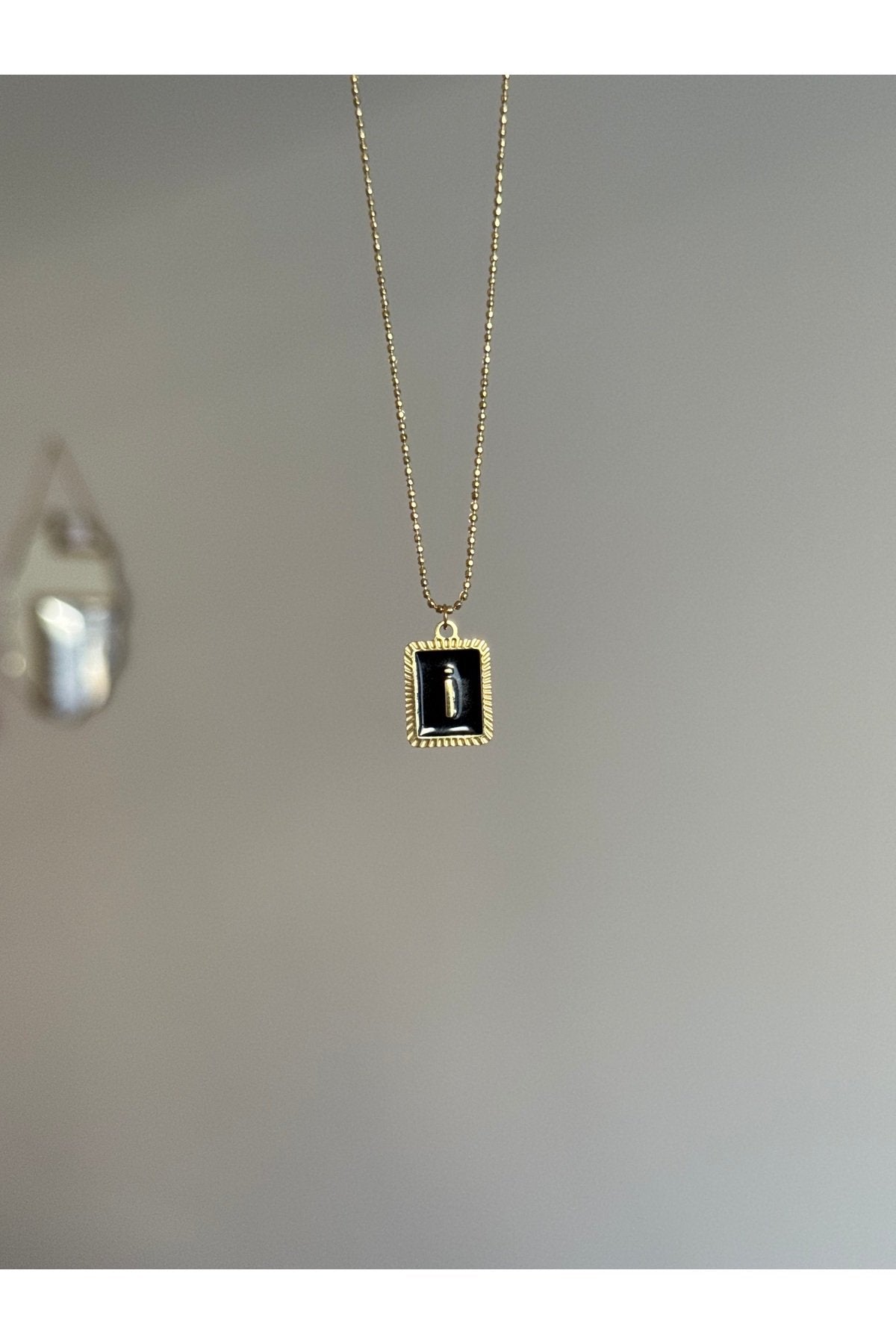 Steel Gold Tone Letter I Necklace
