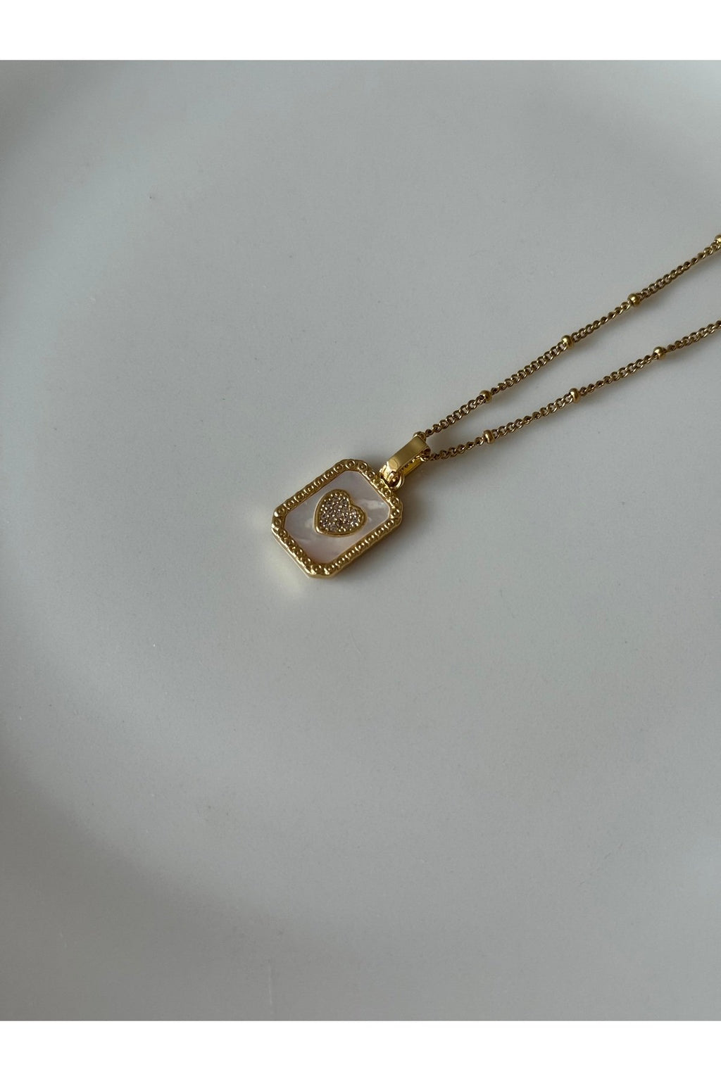 Steel Gold Tone Heart Necklace