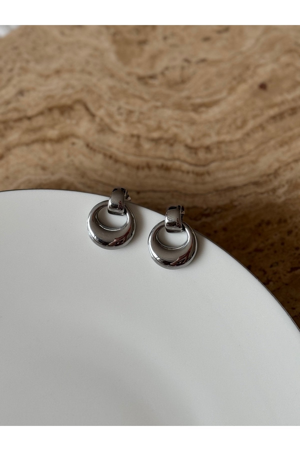 Steel Silver Color Earrings