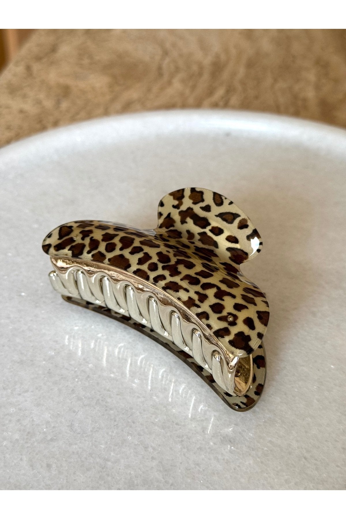 Kahverengi Leopar Desenli Mandal Toka