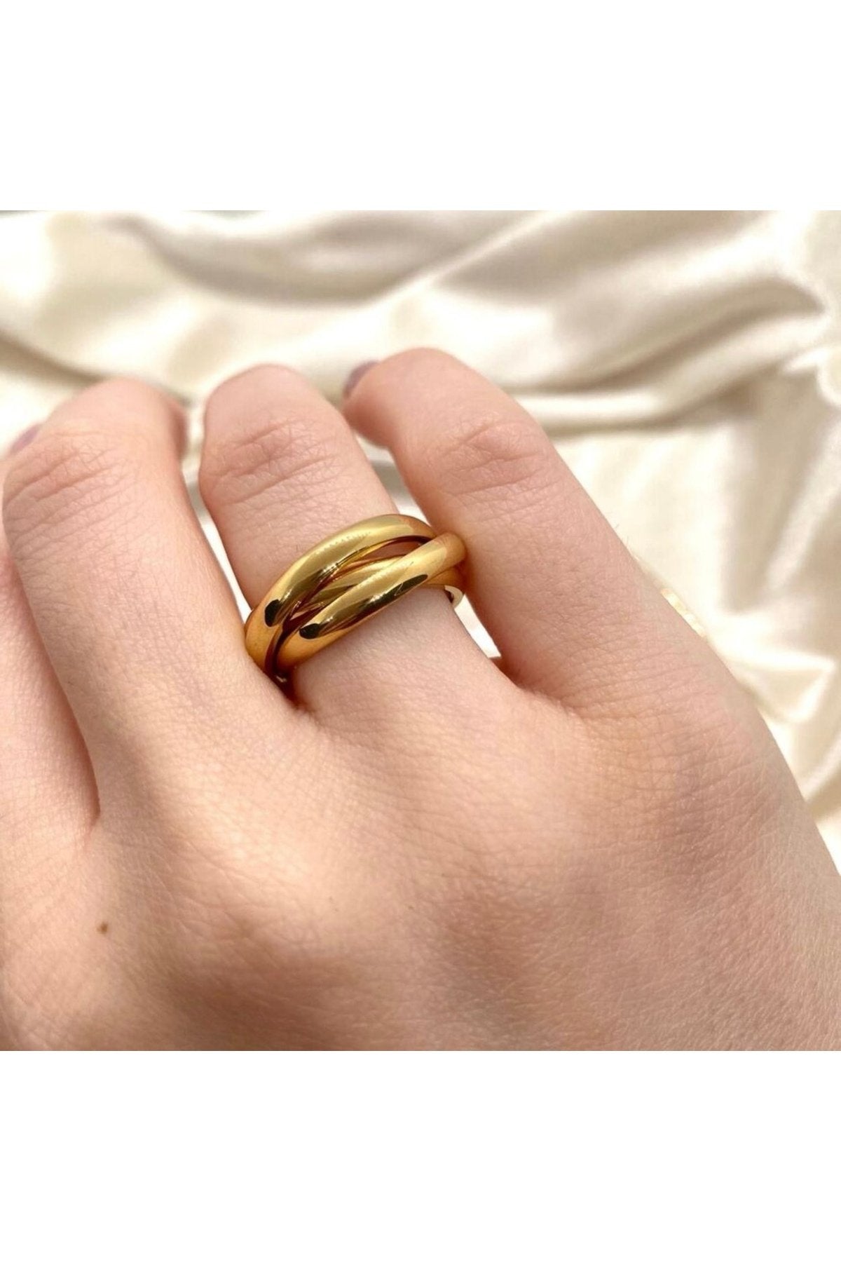 Gold-Tone Stainless Steel Triple Spiral Ring