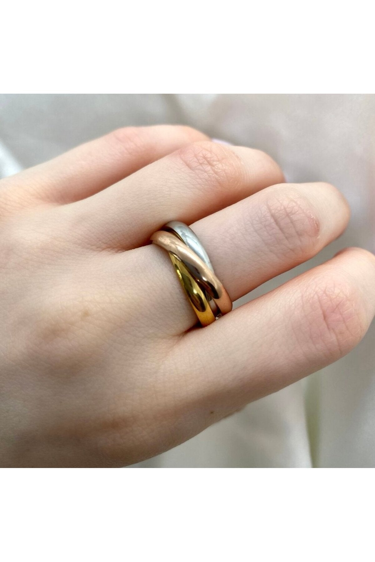 Steel Tri-Color Spiral Ring