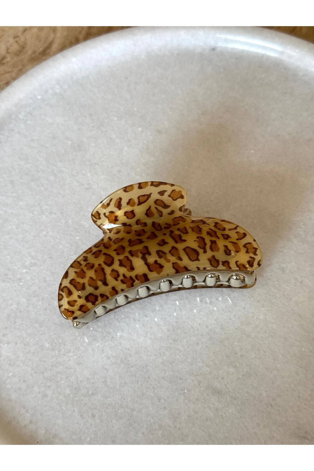 Açık Kahverengi Leopar Desenli Mandal Toka
