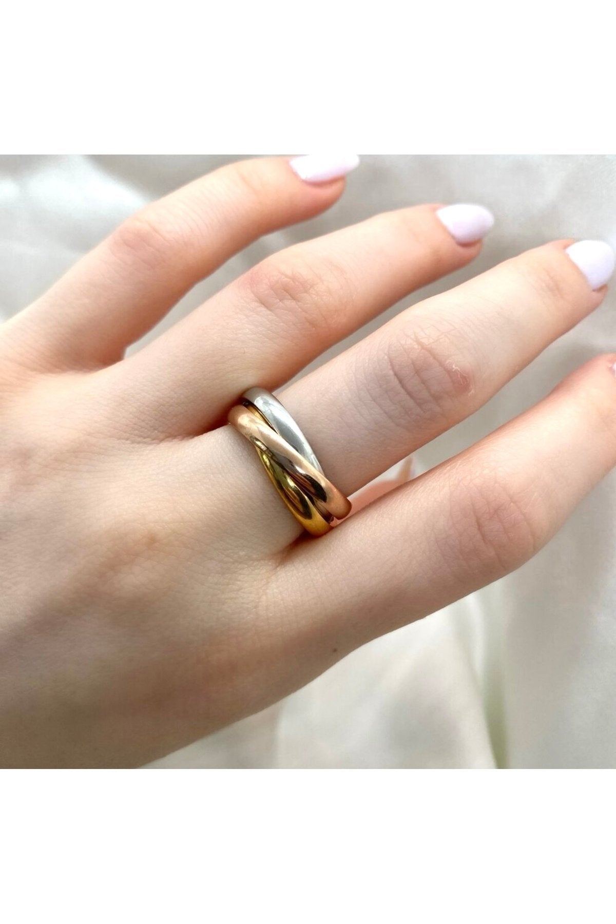 Steel Tri-Color Spiral Ring