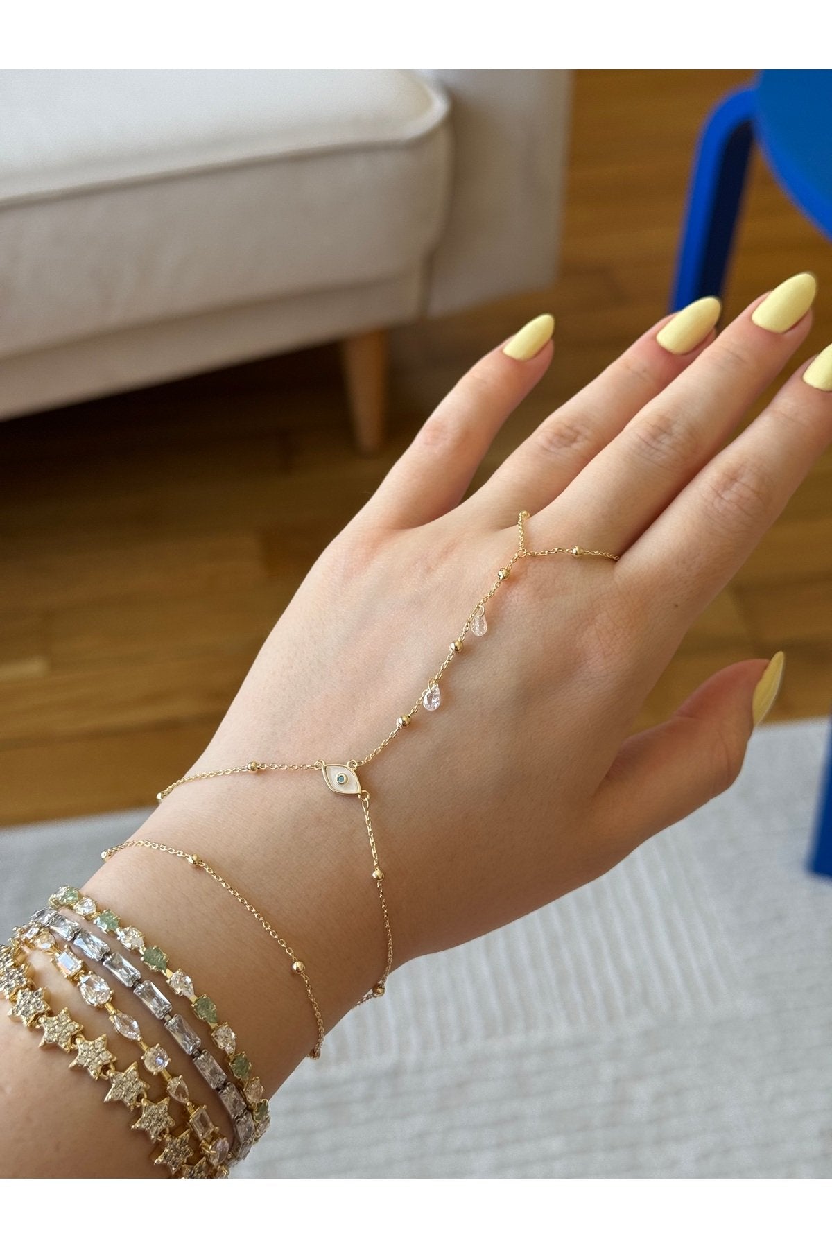 Gold Tone Evil Eye Nazar Bracelet