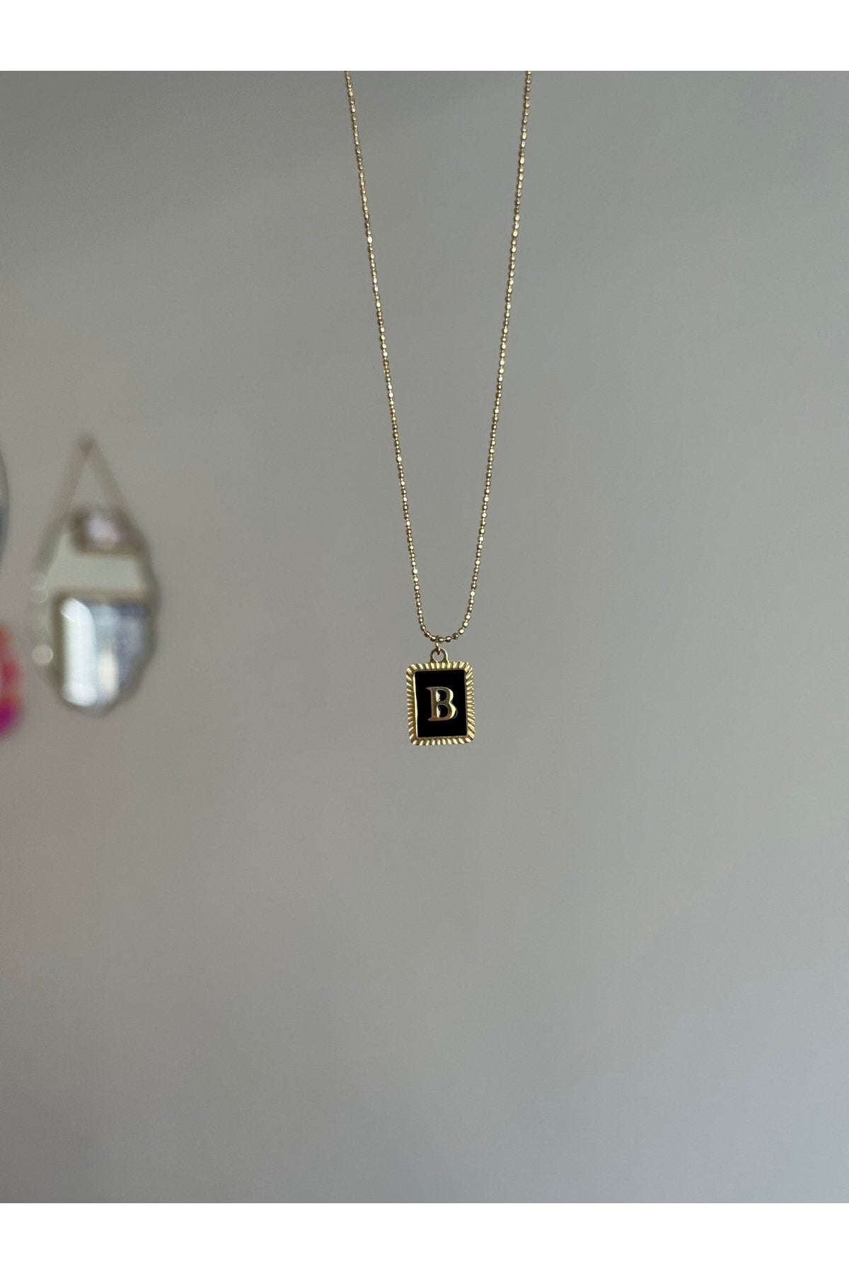Steel Gold-Tone Letter B Necklace