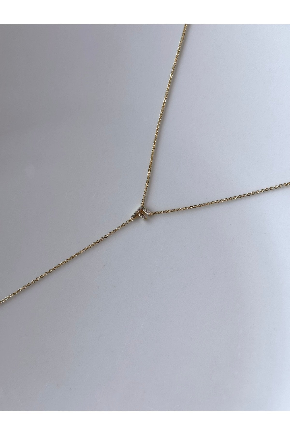 Gold Plated Zircon Stone Letter F Necklace