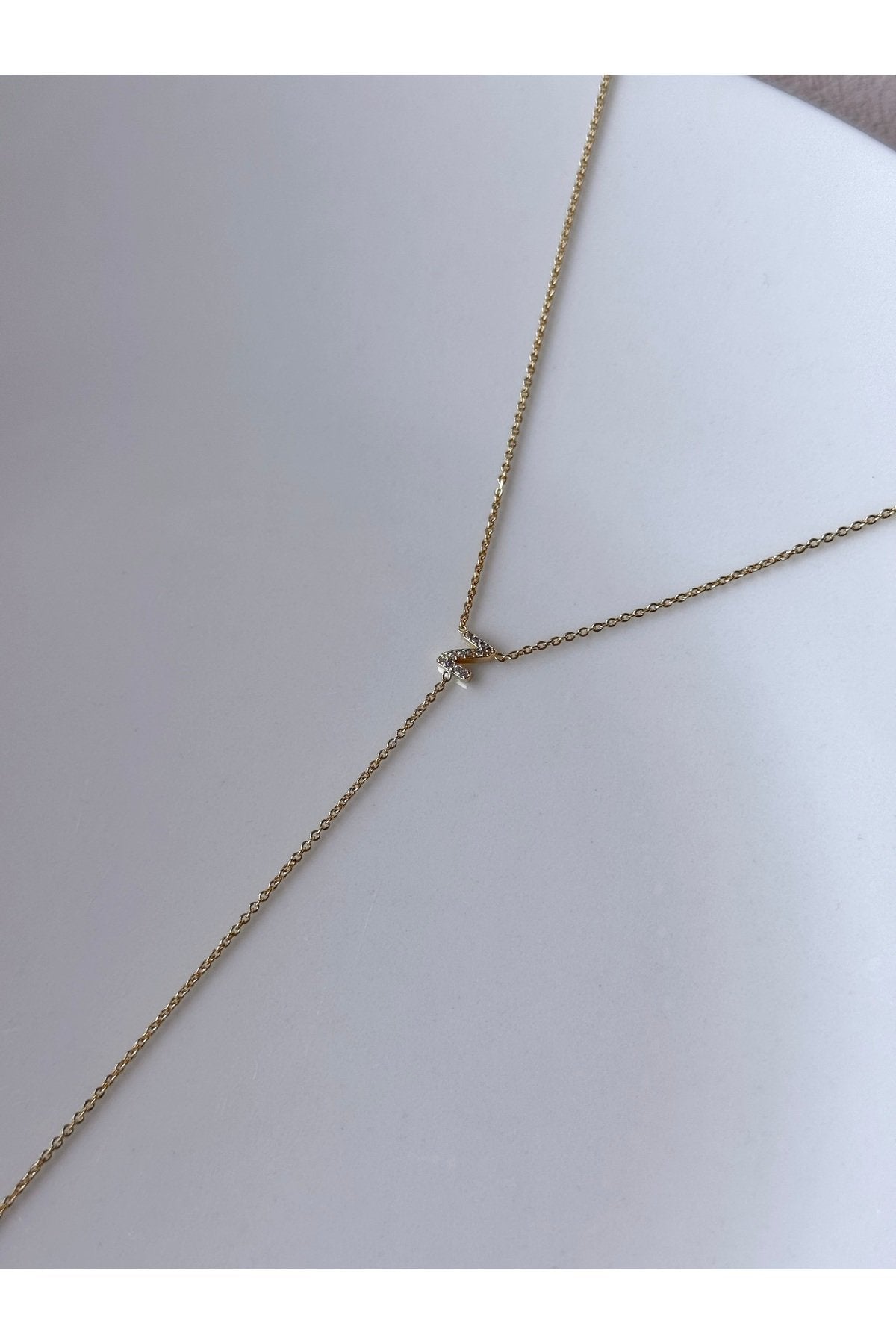 Gold Plated Zircon Stone Letter Z Necklace