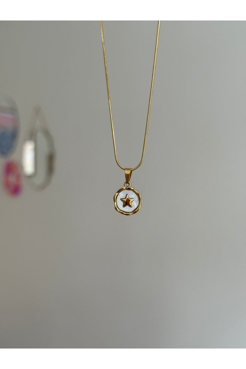 Steel Gold Tone Star Necklace