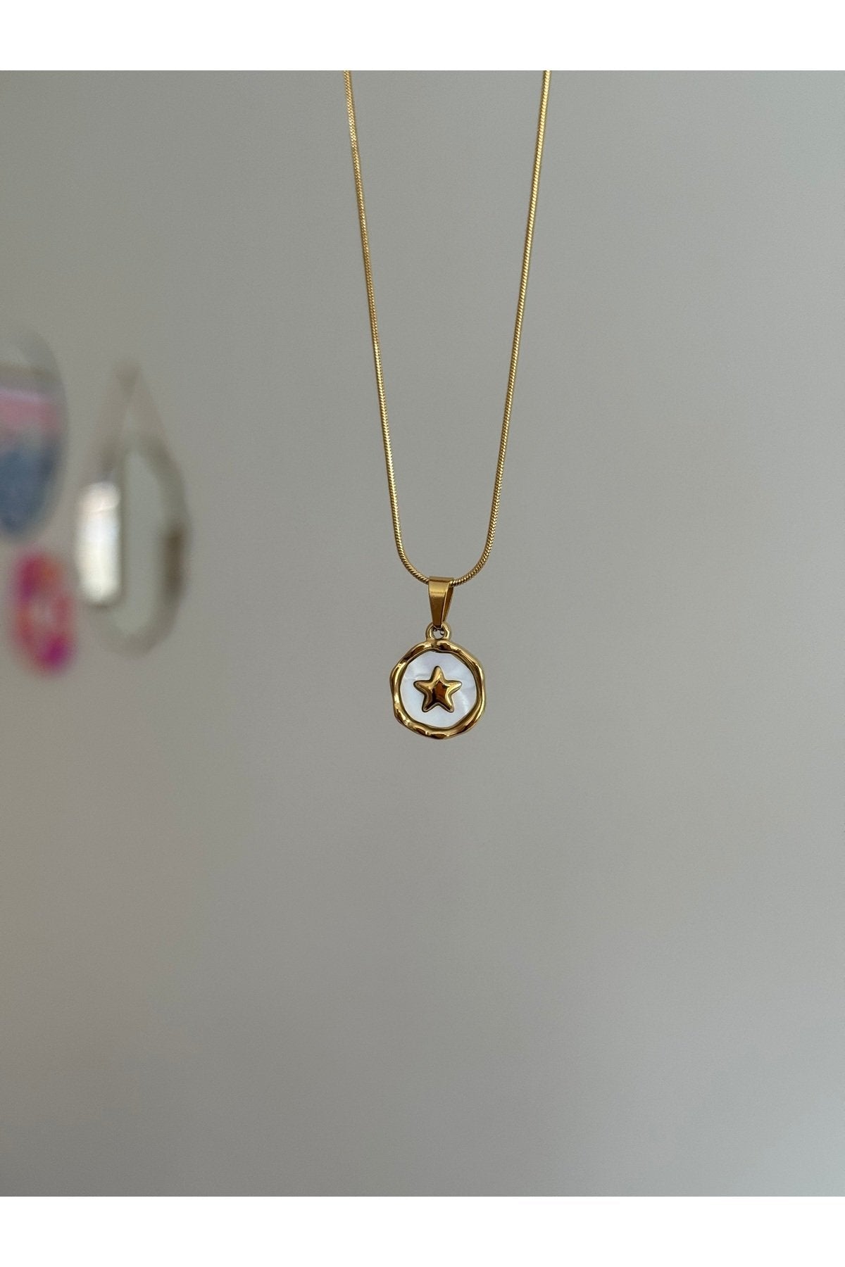 Steel Gold Tone Star Necklace