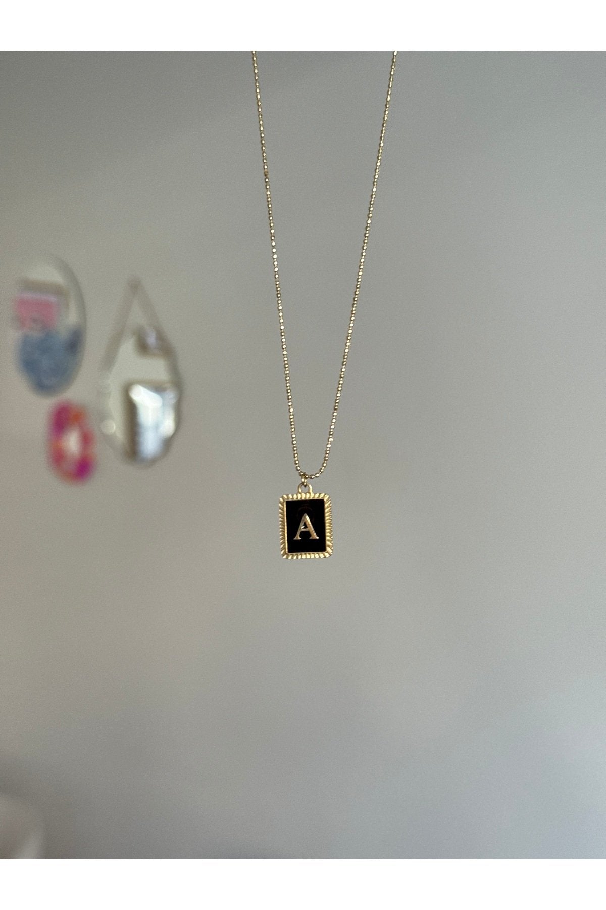 Steel Gold-Tone Letter A Necklace