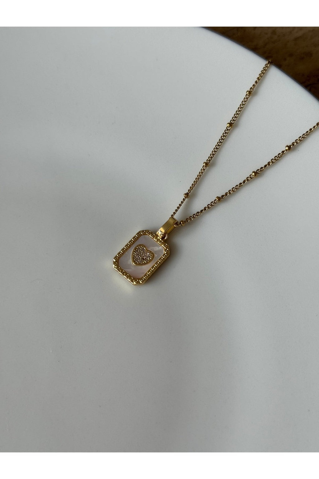 Steel Gold Tone Heart Necklace