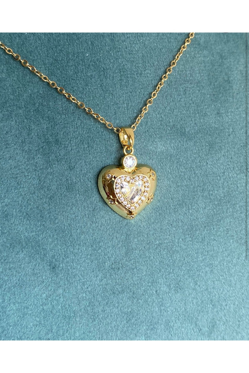 Steel Gold Tone Heart Necklace