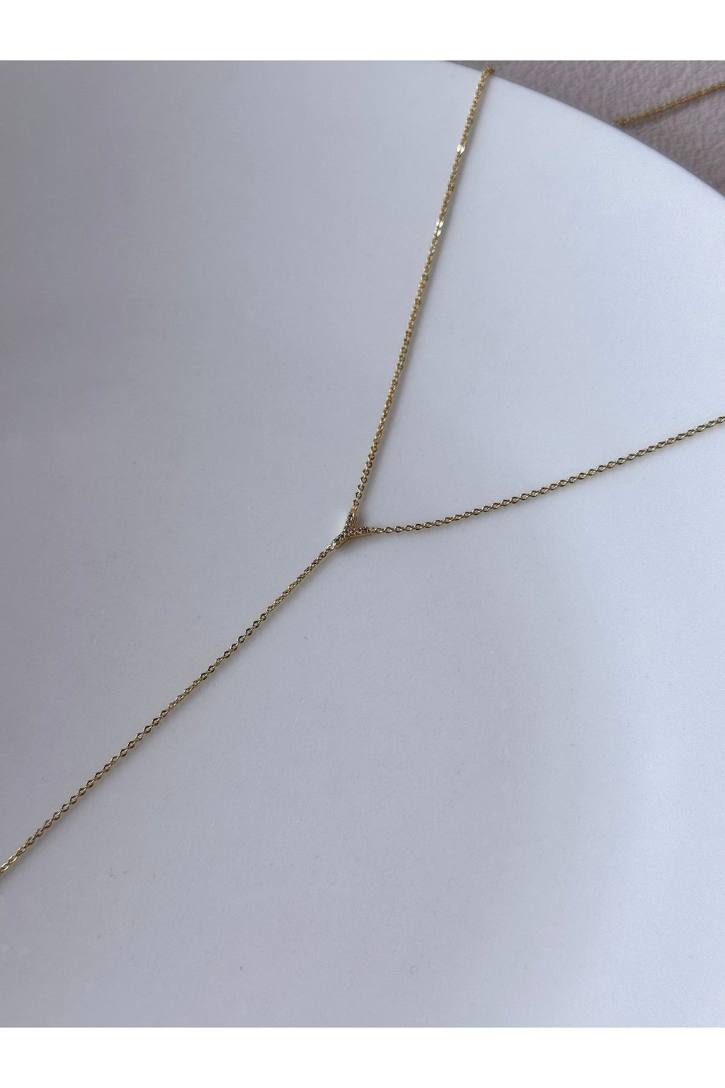 Gold Plated Zircon Stone Letter Y Necklace