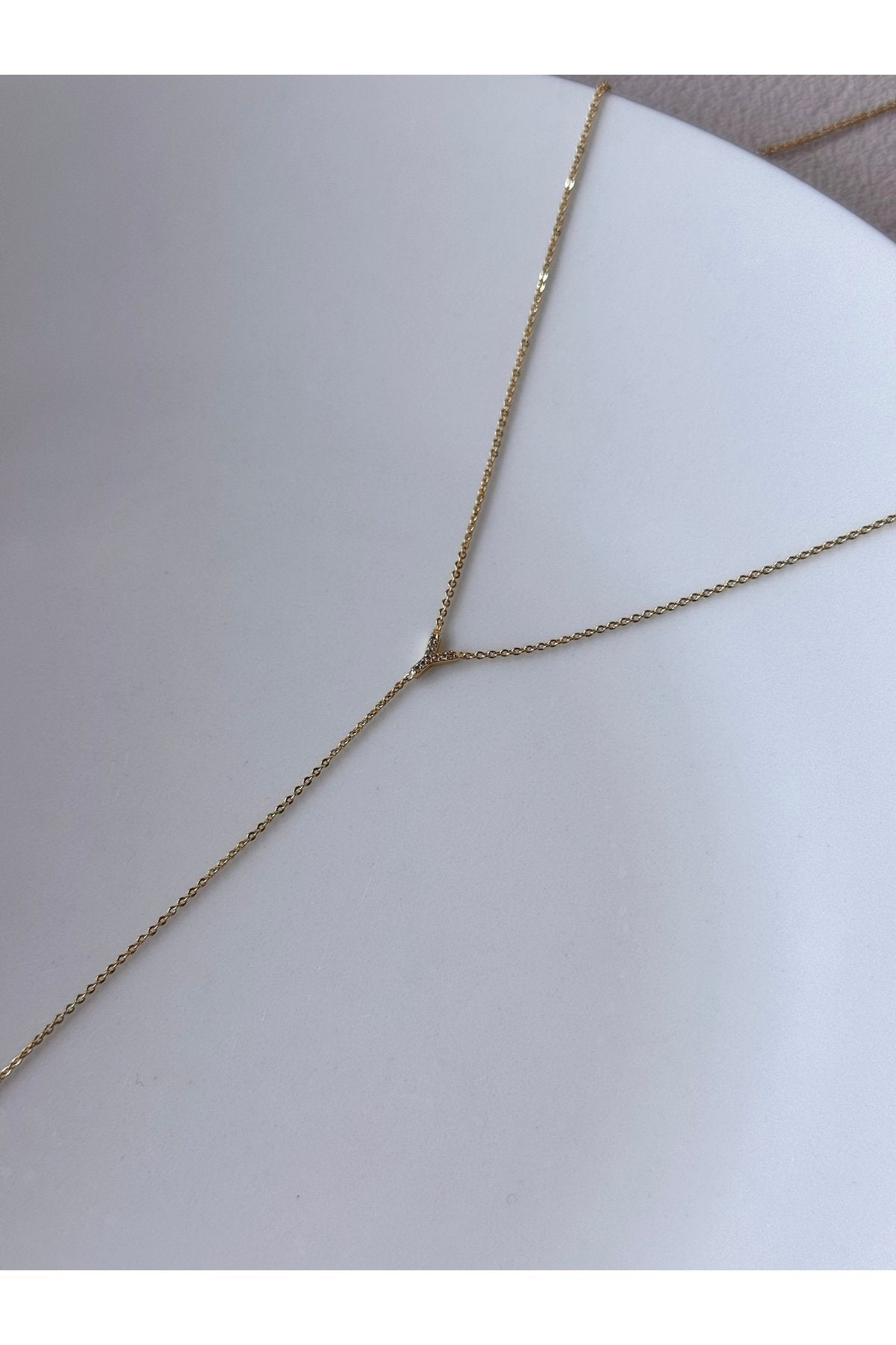 Gold Plated Zircon Stone Letter Y Necklace
