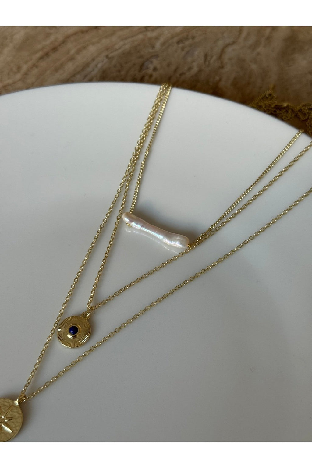 Altın Kaplama Üçlü Birleşik Yıldız Kolye