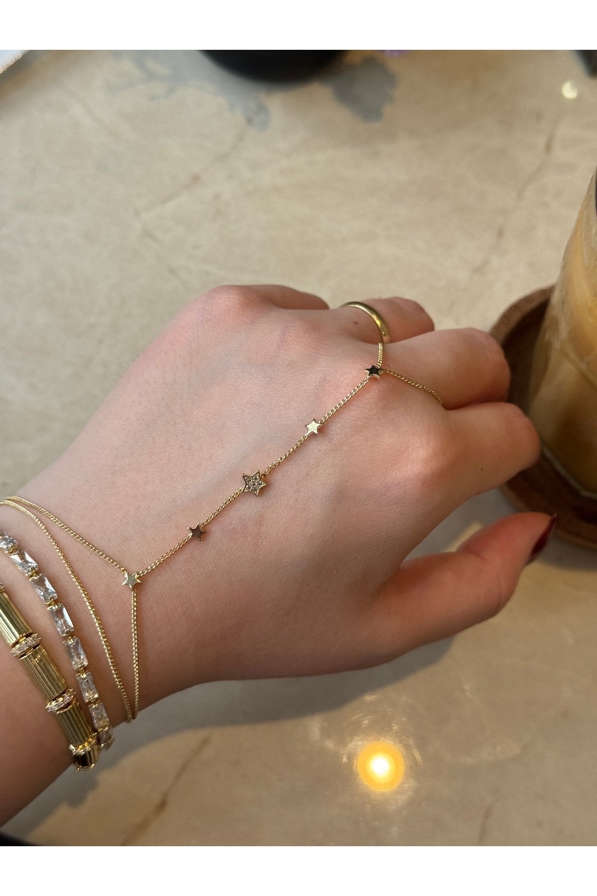 Gold Plated Star Hand Chain